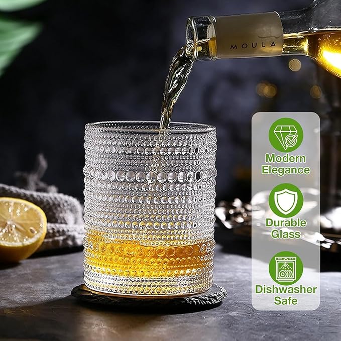 Vintage Drinking Glasses Set of 8, 12 oz Highball Glasses & 10 oz Cocktail Glasses Set, Kitchen Water Glasses Cup, Bar Tumbler Glassware Set for Beer, Juice, Cocktail, Whiskey, Milk