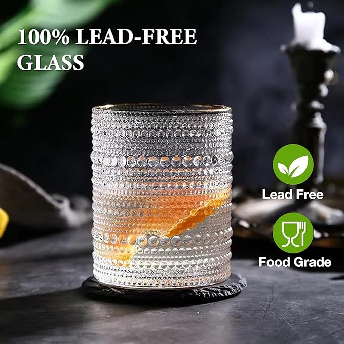 Vintage Drinking Glasses Set of 8, 12 oz Highball Glasses & 10 oz Cocktail Glasses Set, Kitchen Water Glasses Cup, Bar Tumbler Glassware Set for Beer, Juice, Cocktail, Whiskey, Milk