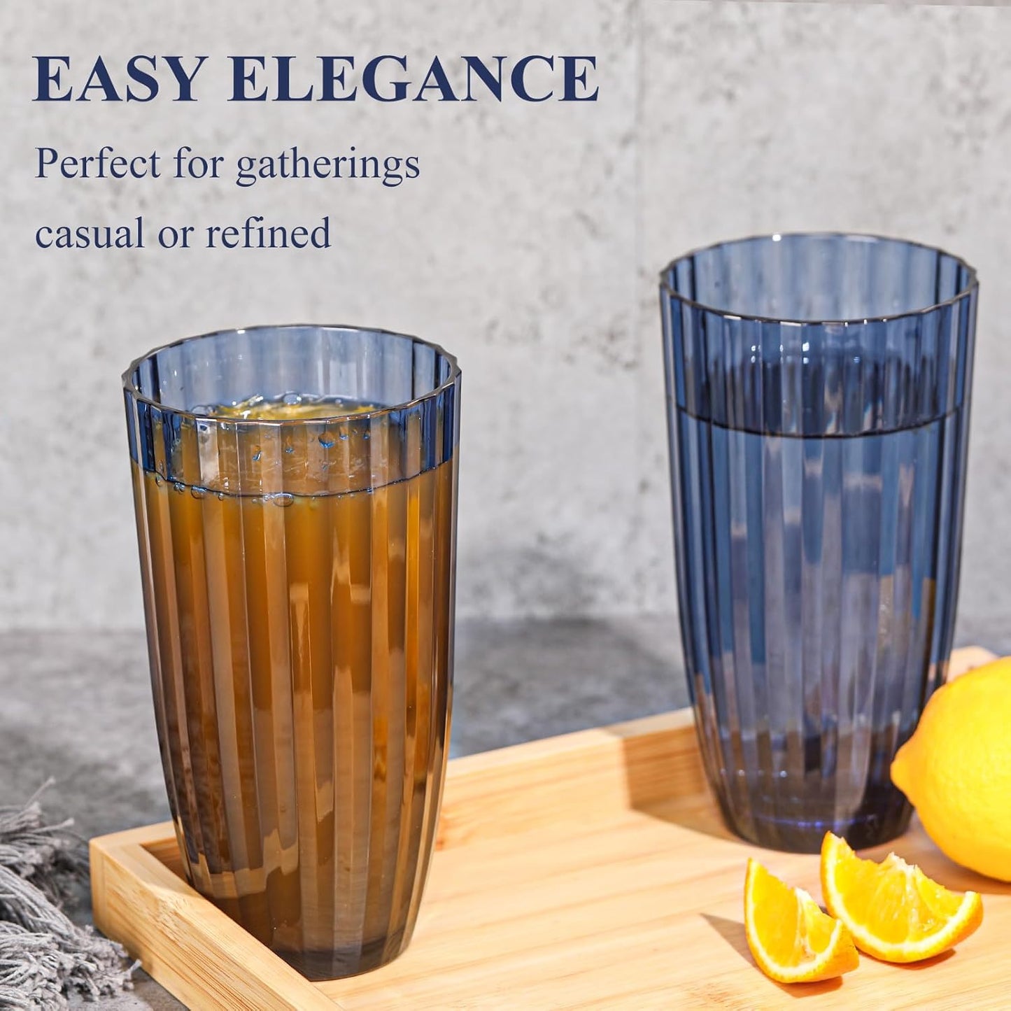 Acrylic  Mixed Colors Highball Cups | Plastic Reusable Tumblers | 20oz (Set of 6) | Stackable | BPA-free Tumblers | Shatterproof | Top-rack Dishwasher Safe