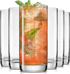 13oz Highball Glasses, 6pc Tall Glass Sets. Lead-Free Crystal Drinking Glasses. Water Glasses, Mojito Glass Cups, Bar Glassware, and Mixed Drink Cocktail Glass Set